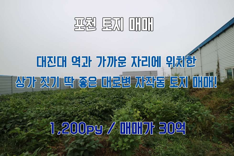 경기 포천시 자작동 4차선 대로변에 인접해있는 상가 짓기 좋은 자작동 토지 1,200py 매매! 매매 매물번호 10181 사진 1